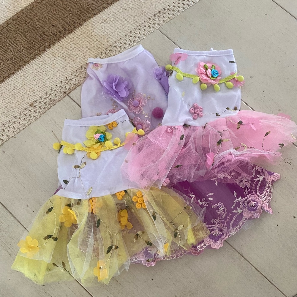Tutu pom dots polka wedding holiday dog pet apparel dress xl purple lilac pink